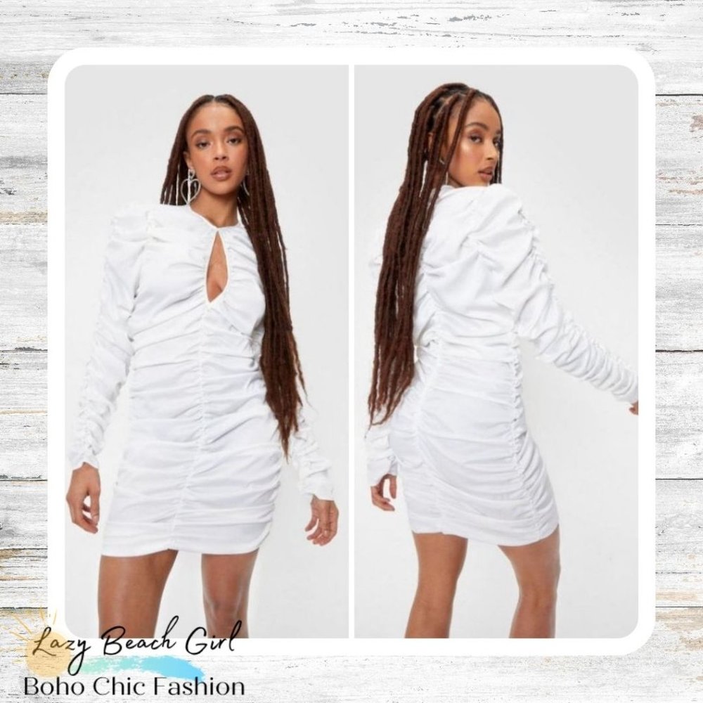 Satin Ruched Bodycon Mini Dress